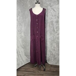 FROXX Women 1X Purple Tencel Rayon Button Front Maxi Dress Lagenlook Cottagecore